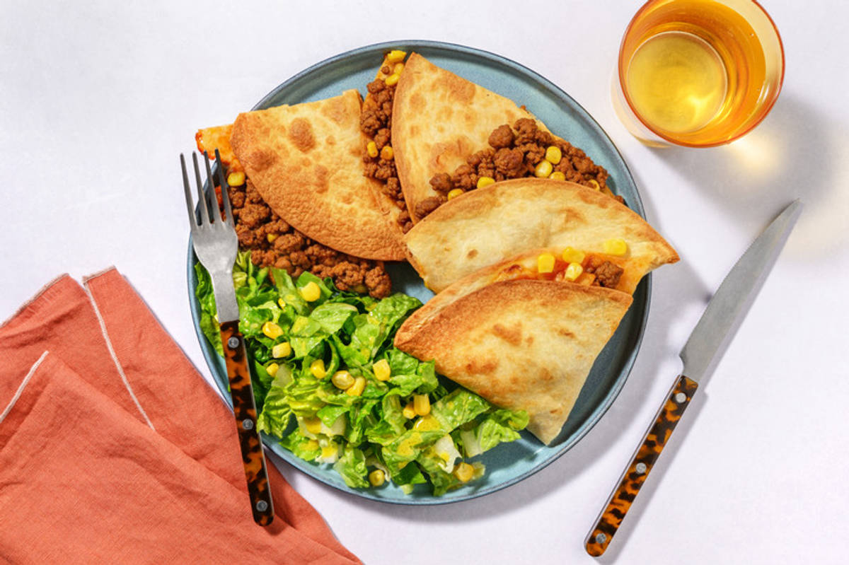 Les Végés : Cheesy quesadillas au haché végétal