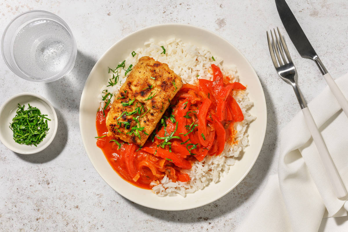 Lieu noir poêlé & piperade relevée