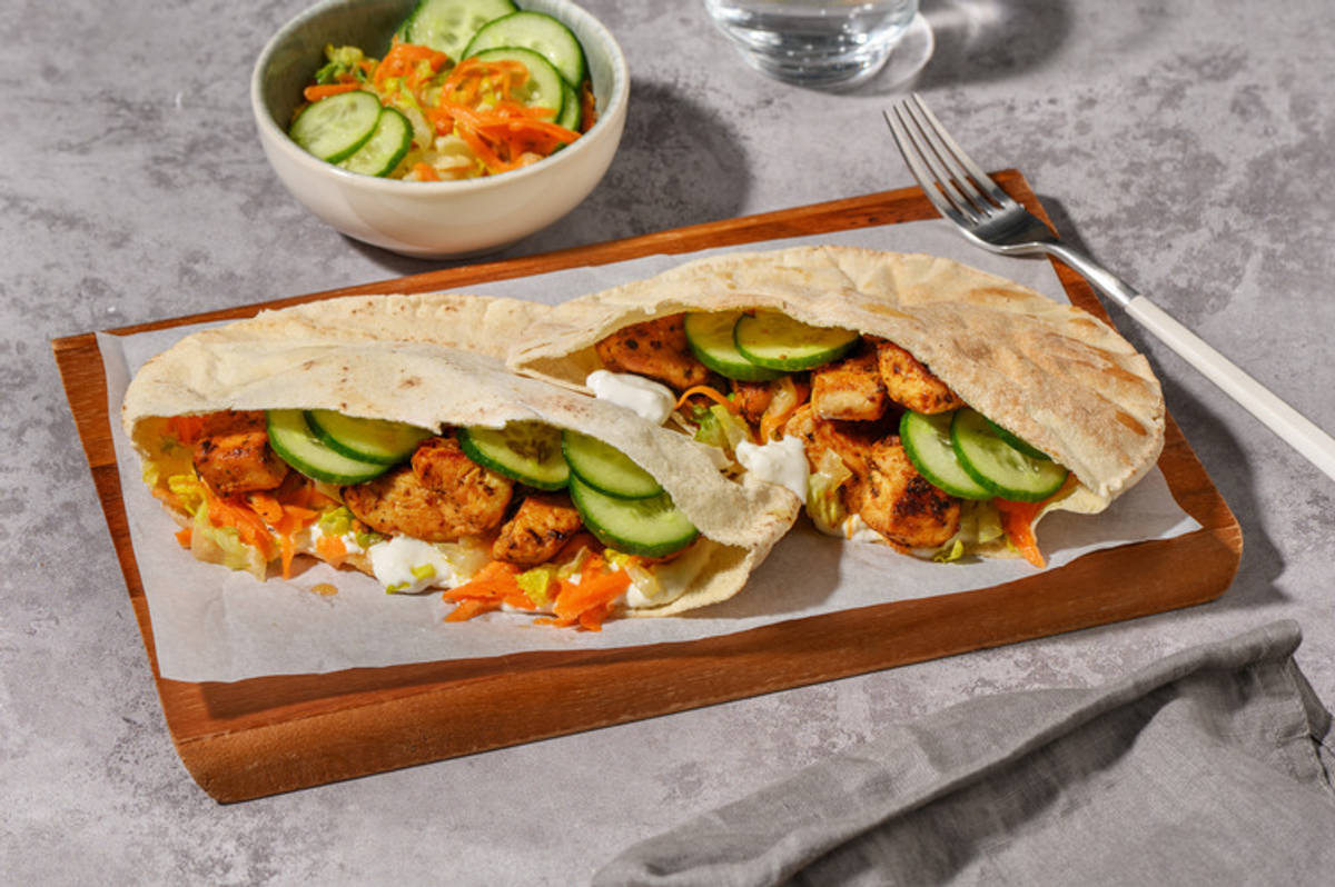 Pitas poulet grillé, crudités & aïoli