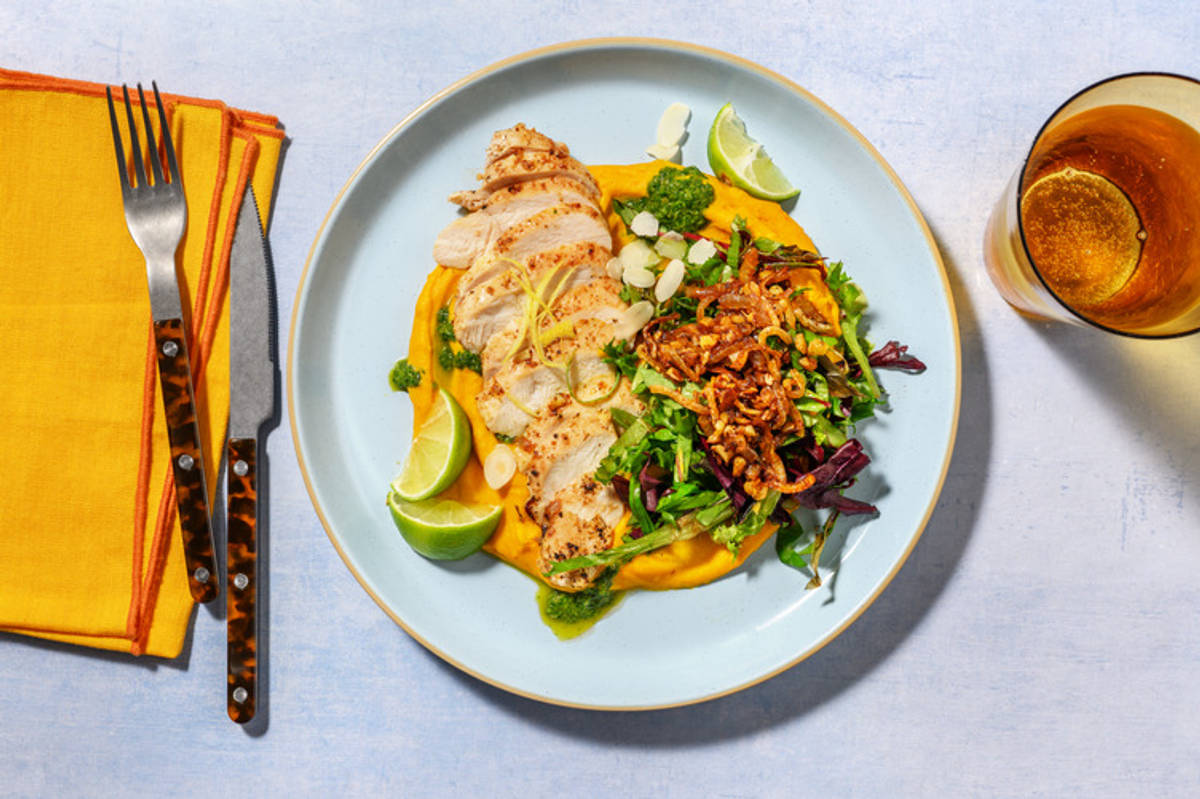 Poulet aux épices & purée potimarron