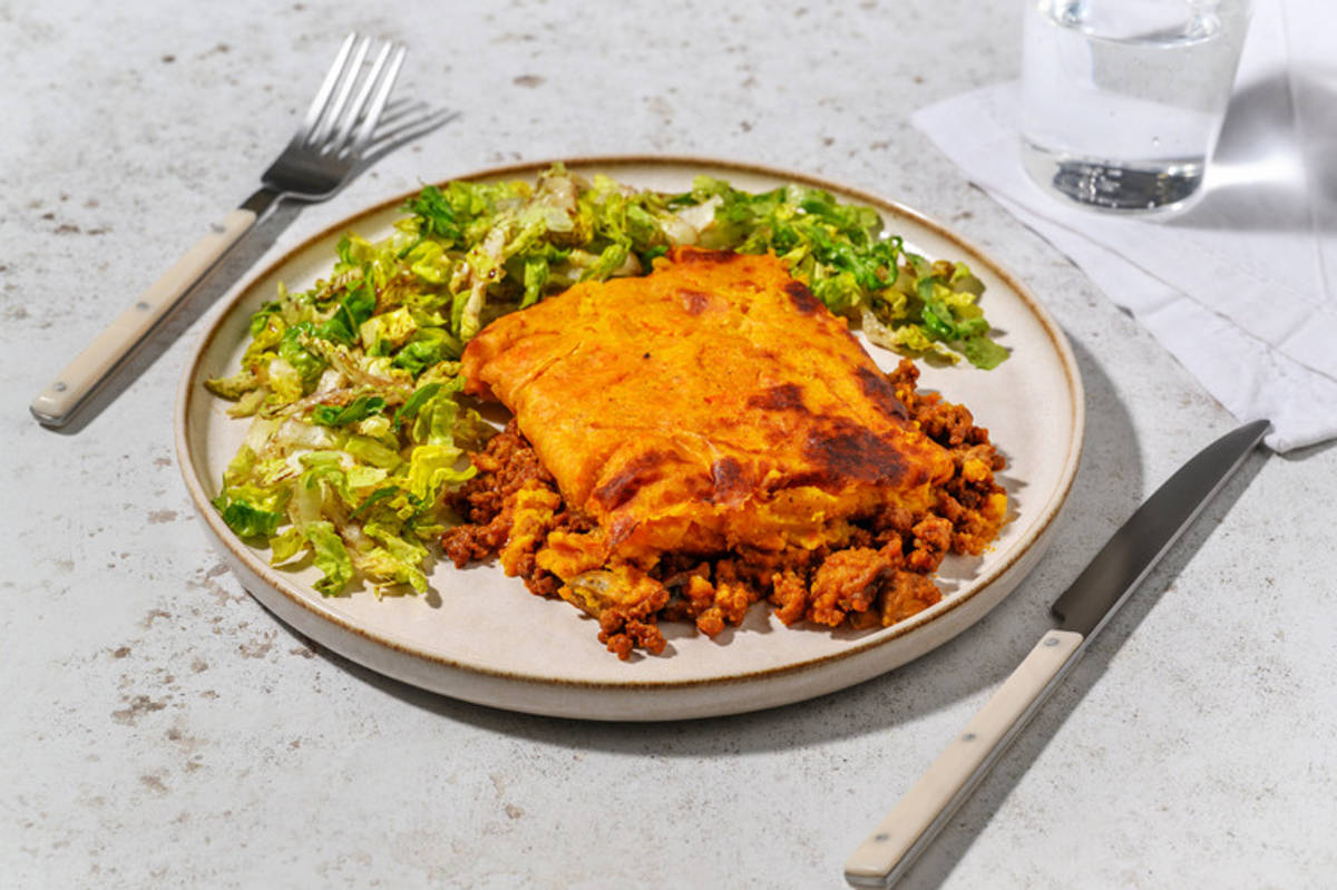 Hachis au bœuf & purée de lentilles corail