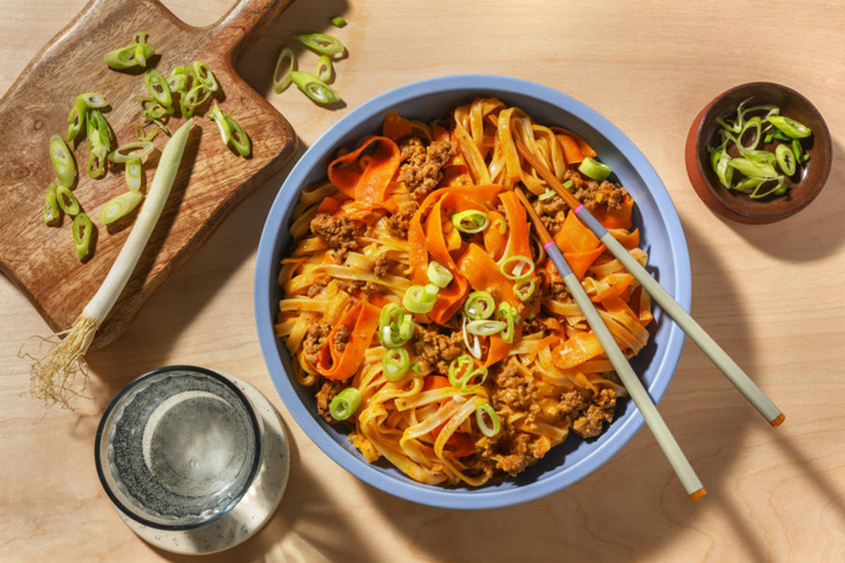 Poêlée de bœuf haché au curry rouge