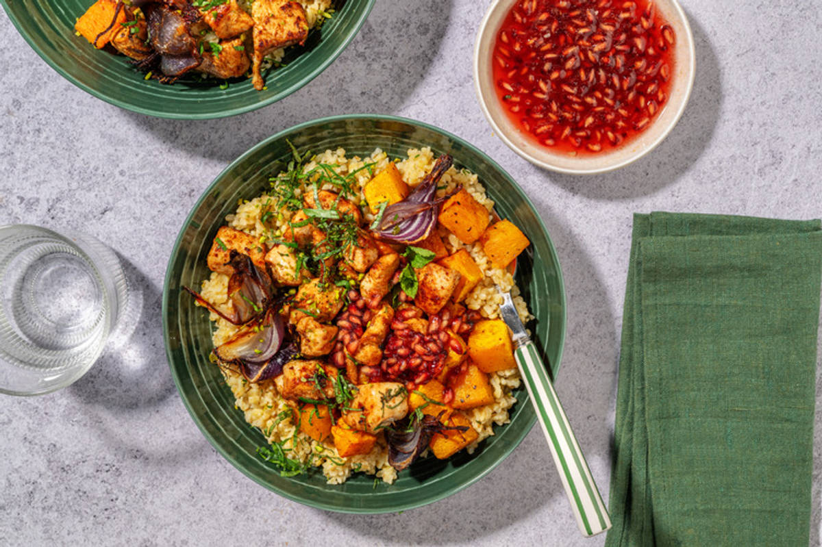 Bowl poulet, grenade & épices chaudes