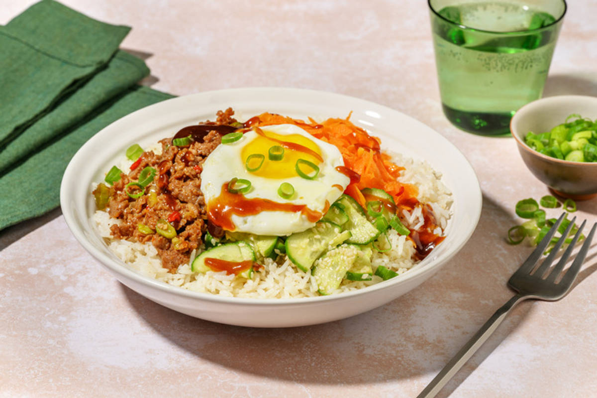 Bibimbap coréen porc haché, miso & sésame