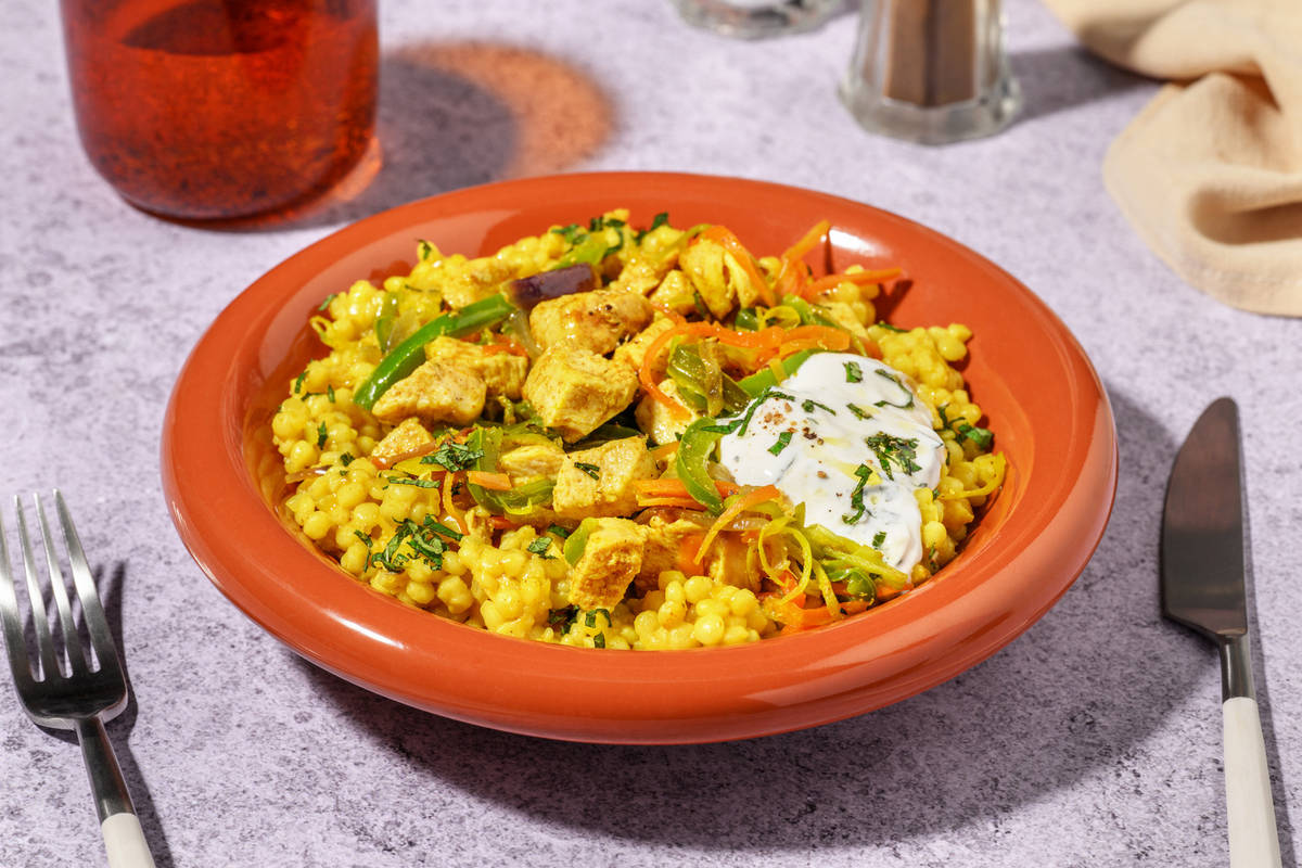 Dinde grillée & couscous perlé au curry