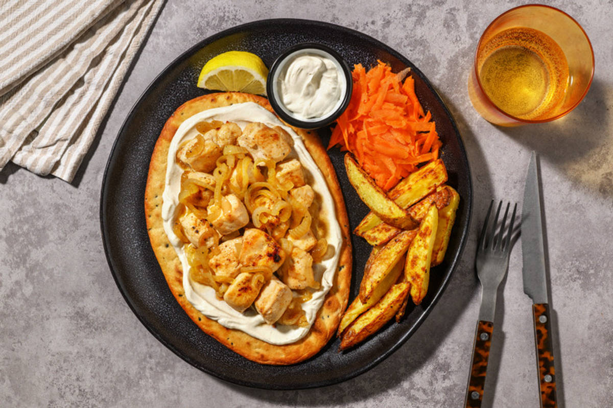 Naan au poulet shawarma Label Rouge & tahini