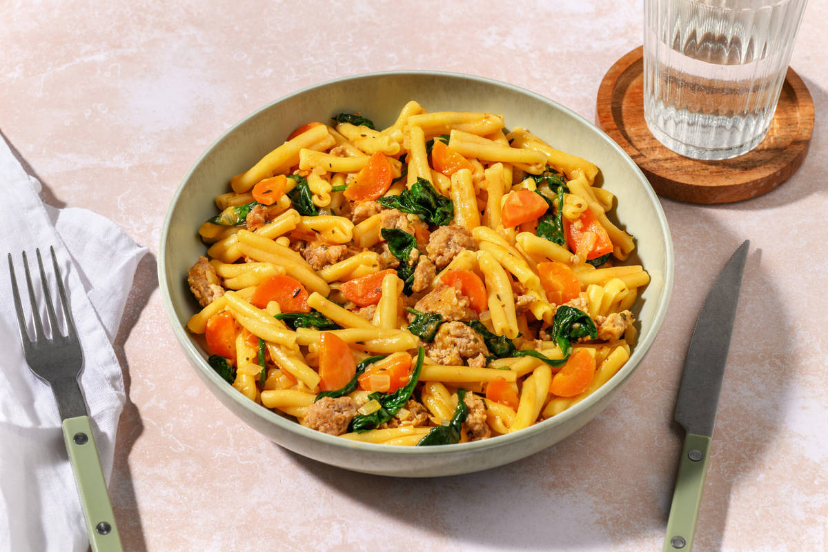 One pot : casarecce crémeuses & porc haché