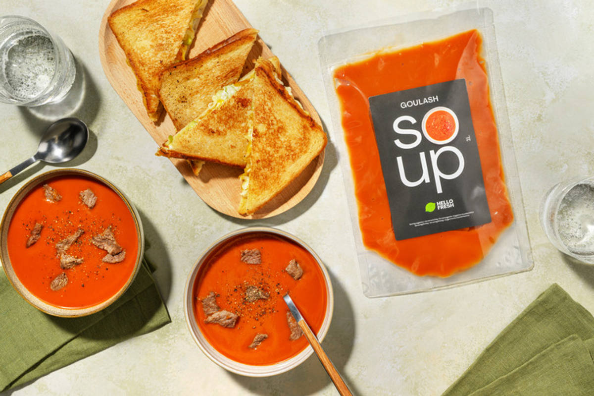 Goulash Soup and Double Cheese Toastie