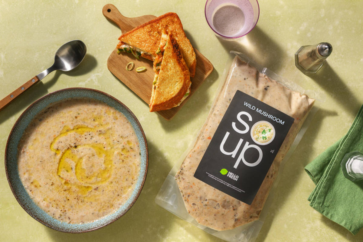 Mushroom Soup and Double Cheese Toastie