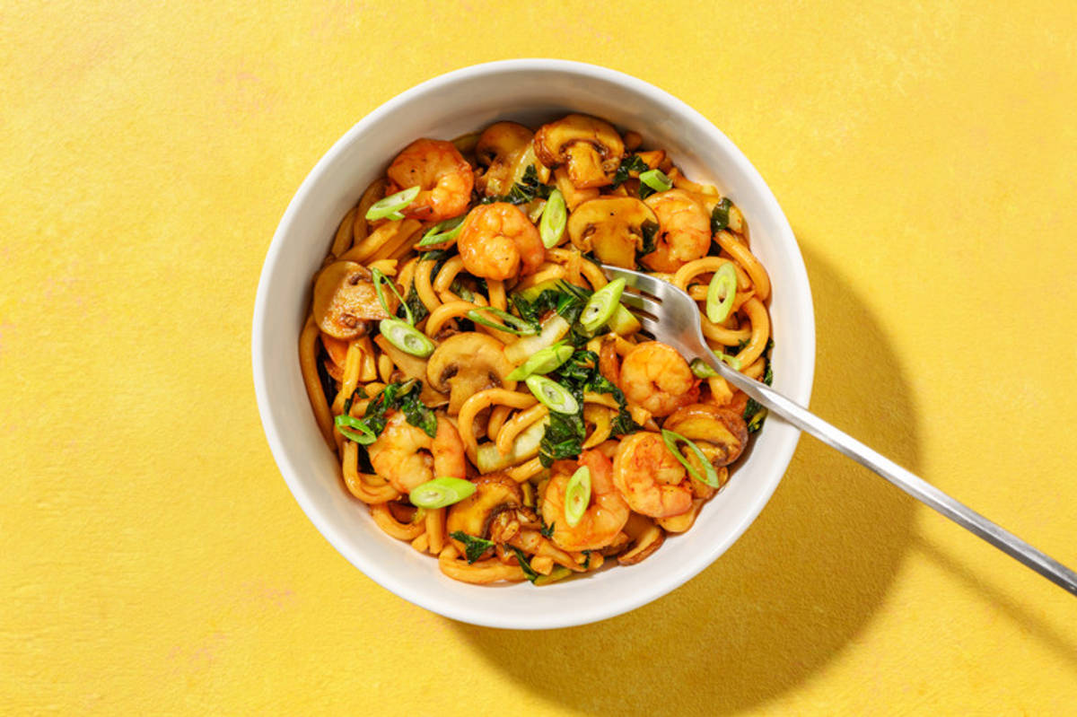 Nouilles udon crevettes & champignons