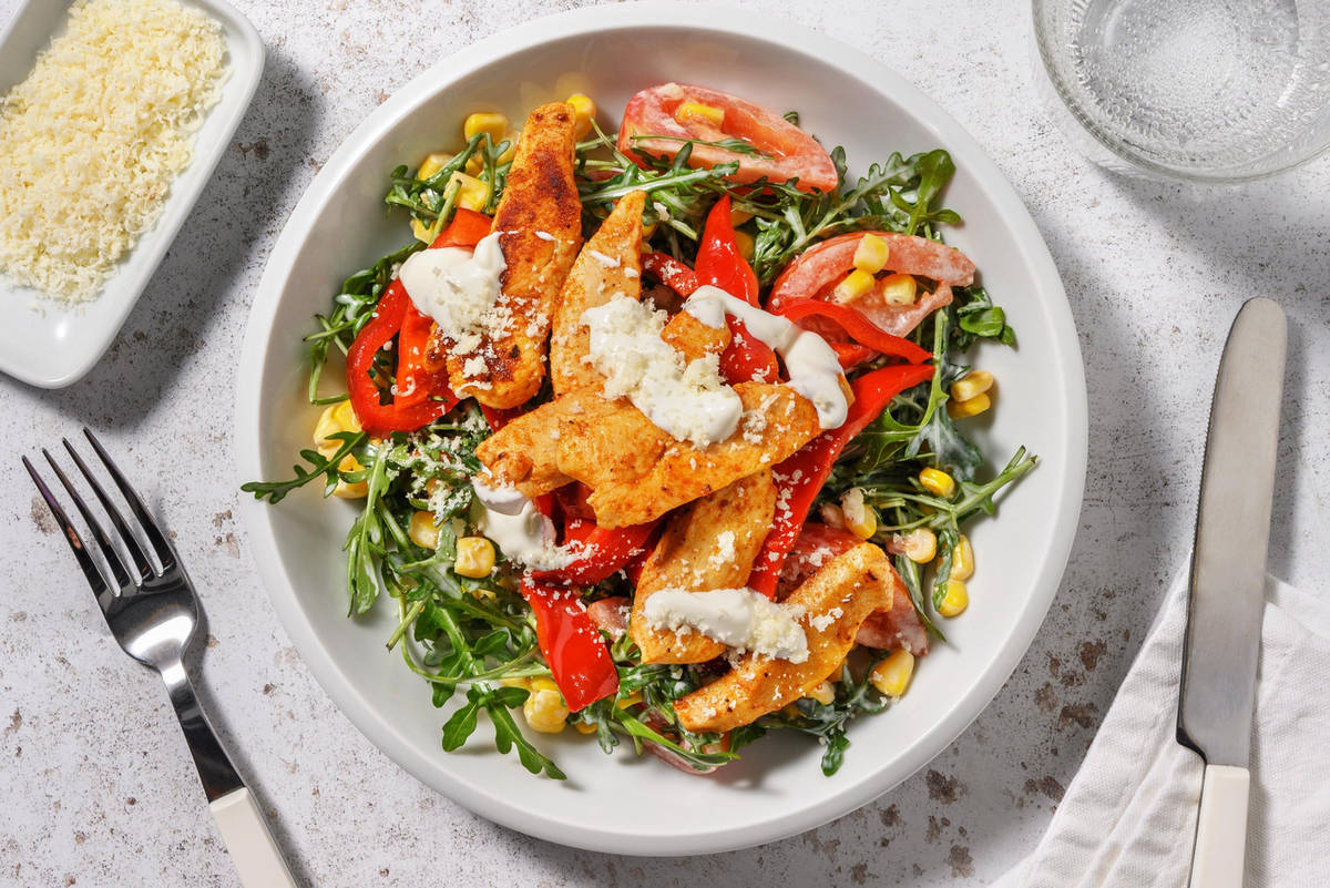 Chicken Bowl mit Spitzpeperoni und Mais