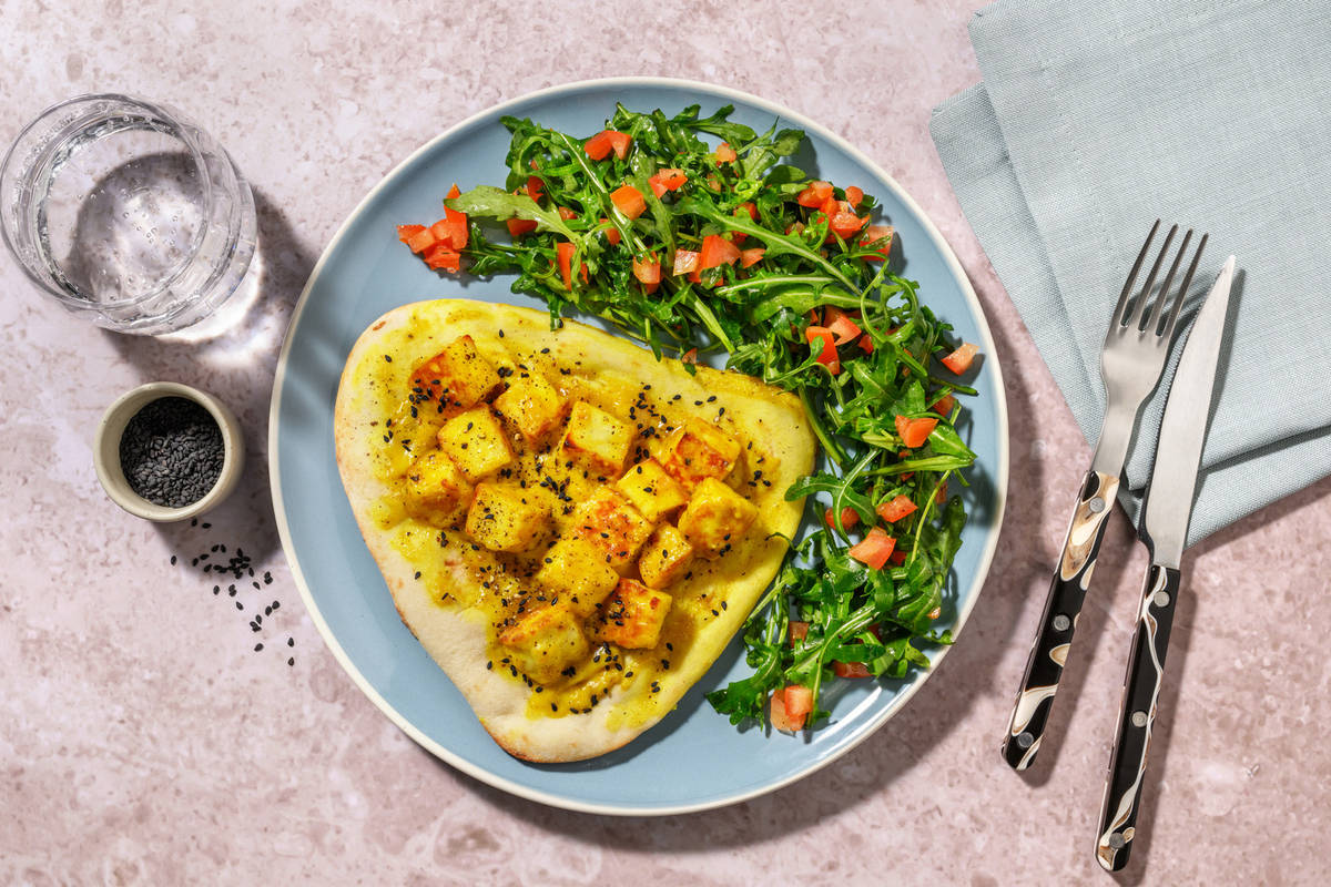 Curried Paneer Loaded Baked Naan