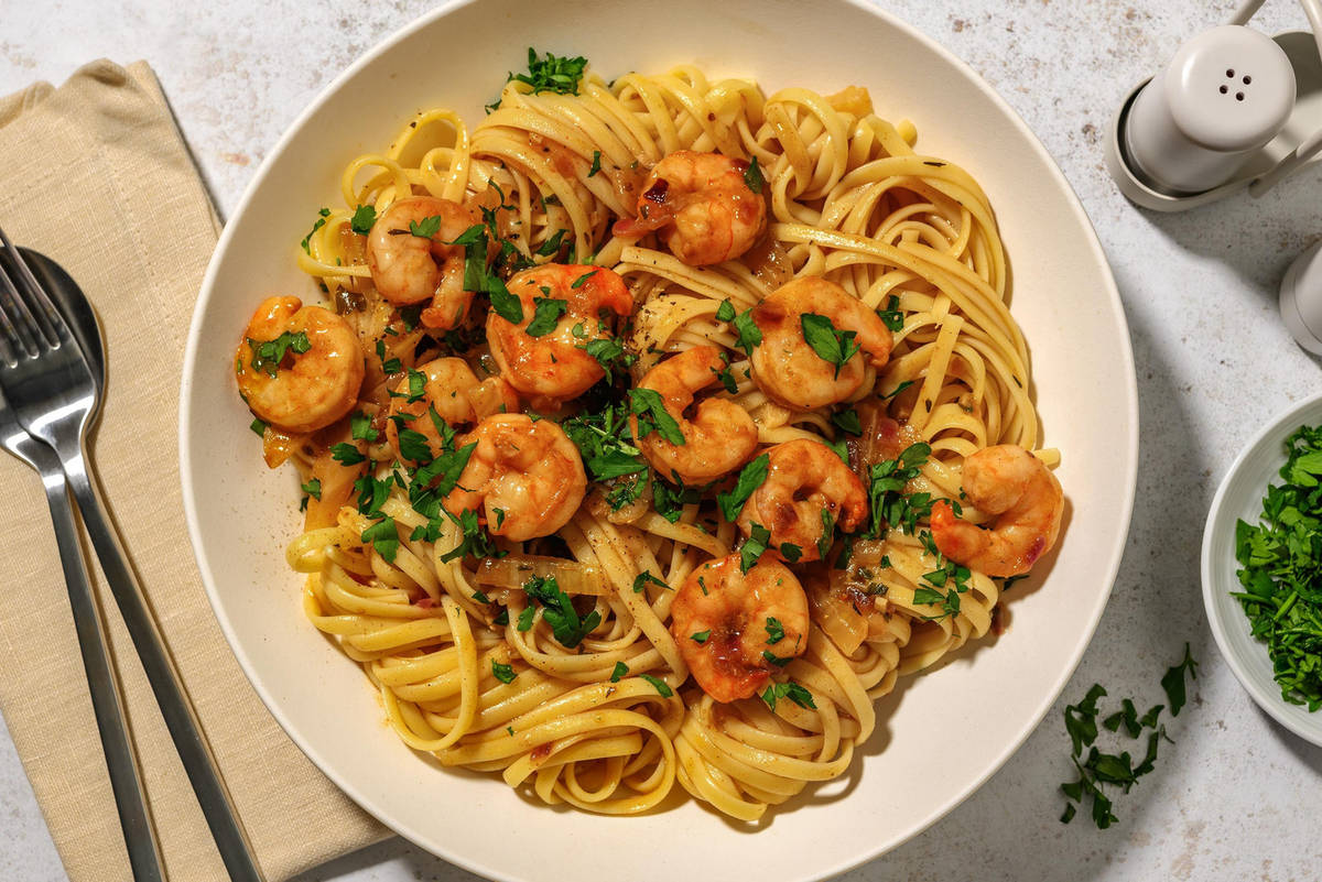 Knoblauch Crevetten Pasta