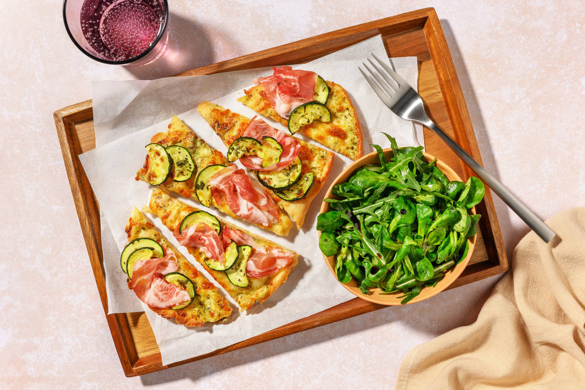 Pizza bianca pour Maman : coppa & courgette