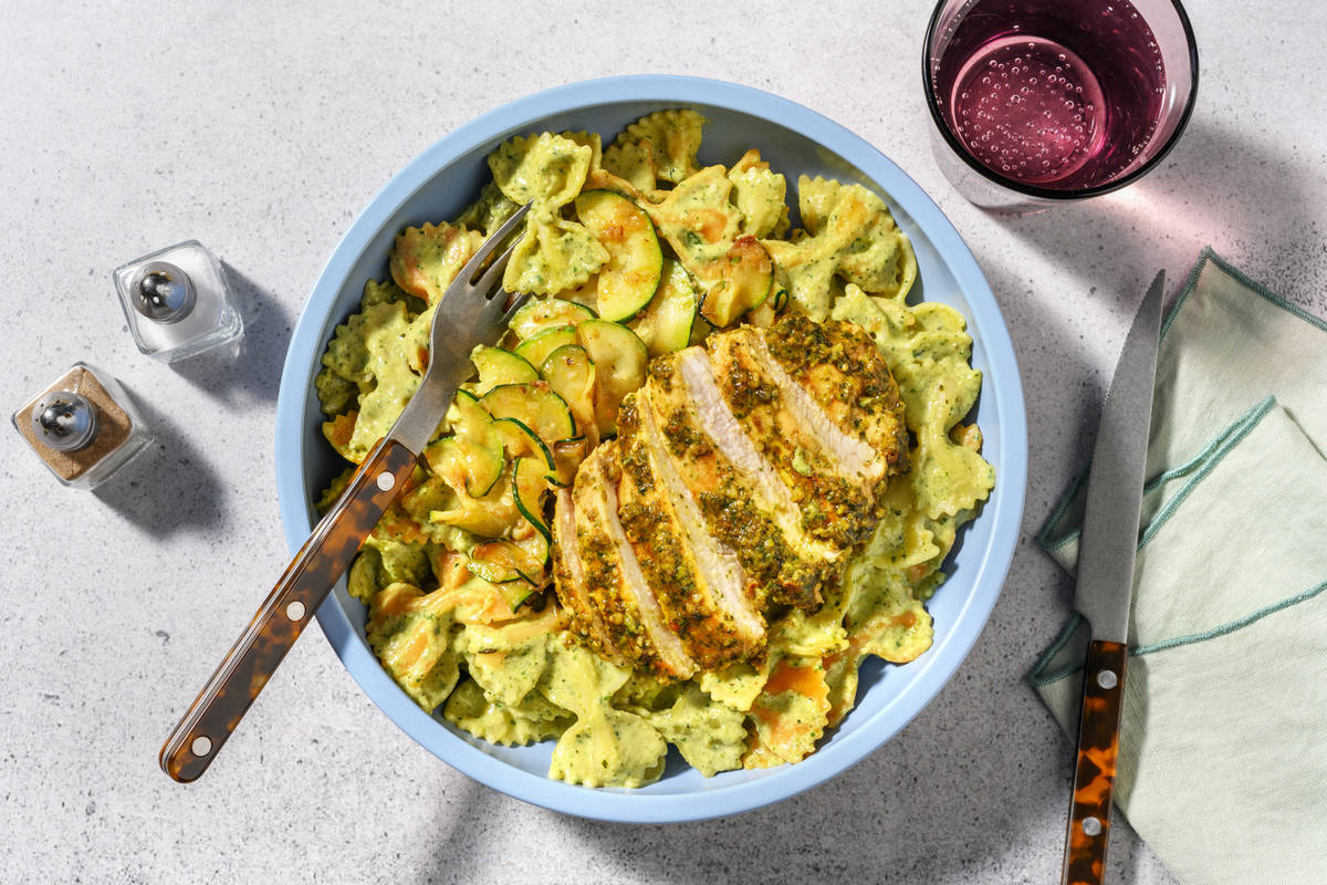 Pâtes à la crème de courgette & dinde