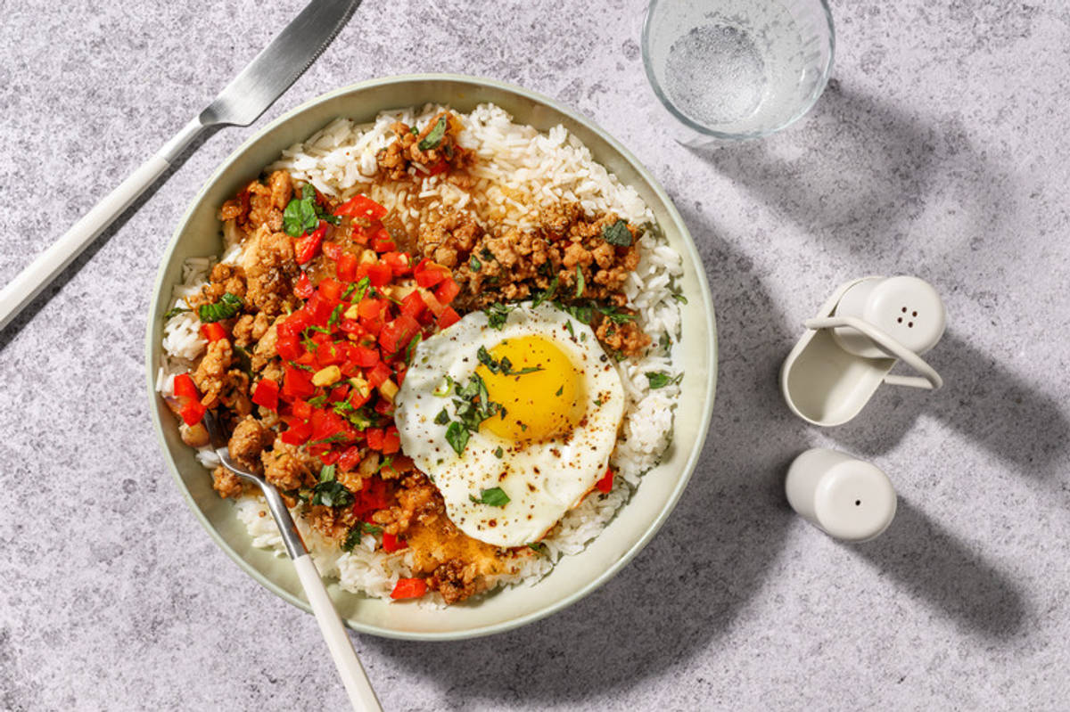 Pad Kra Pao : porc haché & poivrons sautés