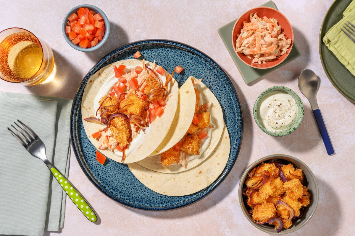 Tacos de pollo crujiente al pimentón ahumado