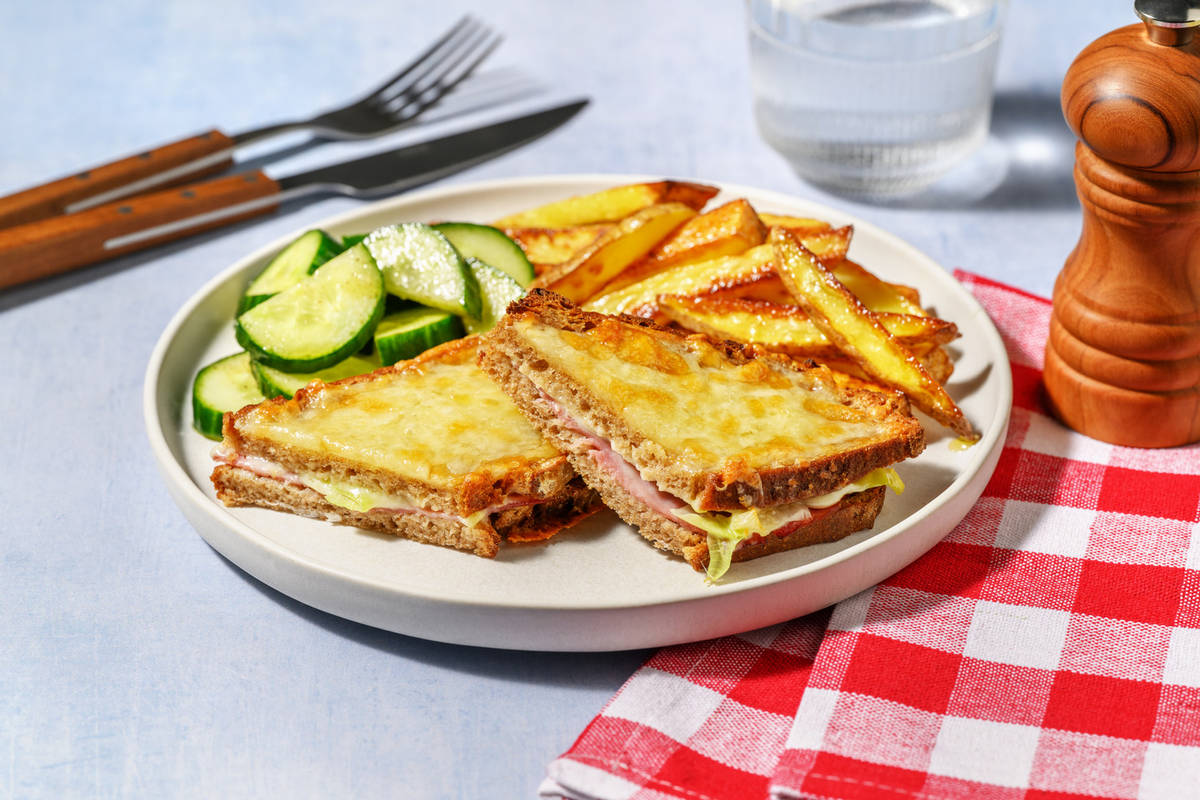 Croque parisien : jambon, béchamel & poireau