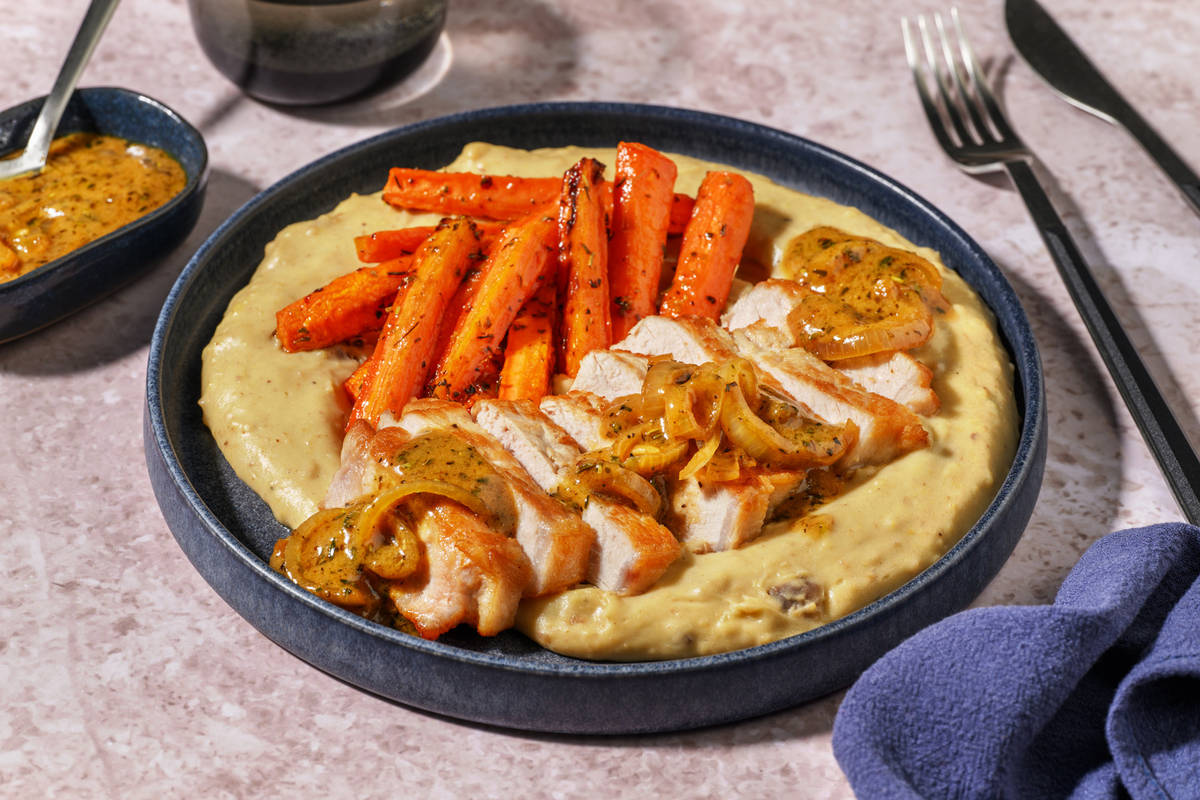 Porc sauce à l’oignon & purée aux marrons
