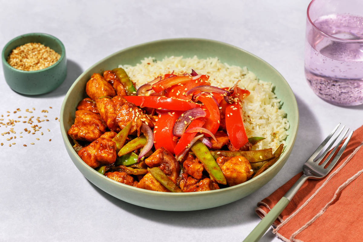 Sweet Sesame Chicken Breast on Rice
