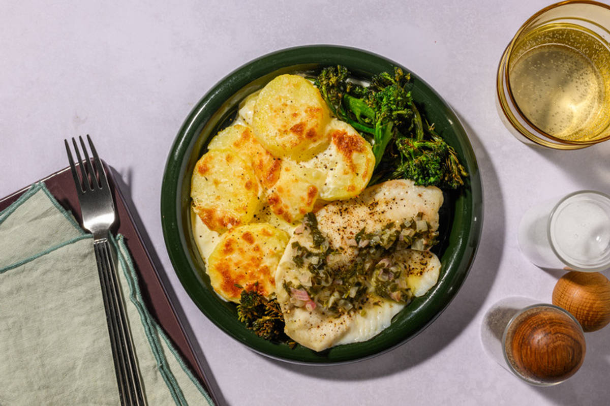 Parsley Butter Basa & Potato Dauphinoise