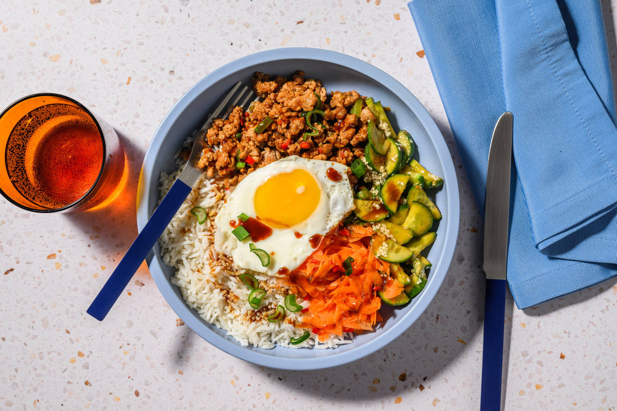 Bibimbap coréen porc haché, miso & sésame