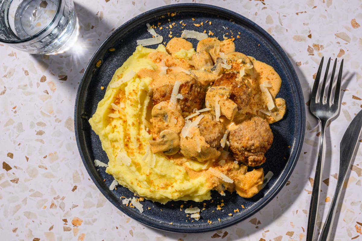 Beef & Pork Meatballs in Mushroom Sauce