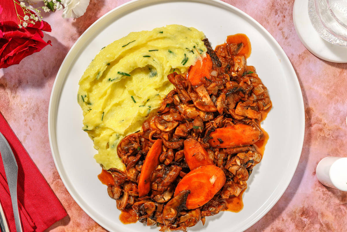 Hearty Double Mushroom and Bacon Bourguignon 