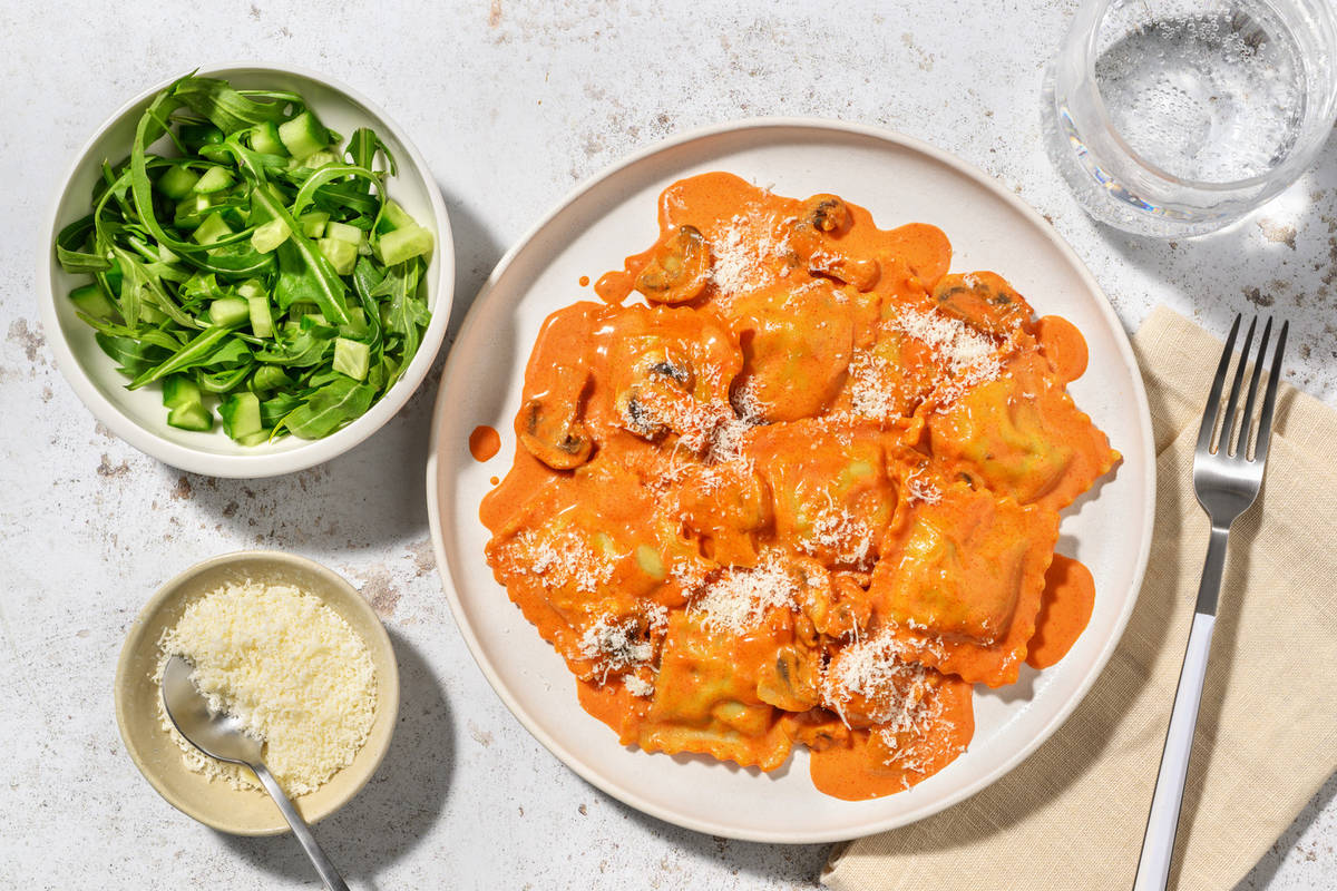 Creamy Gochujang Spinach & Ricotta Ravioli