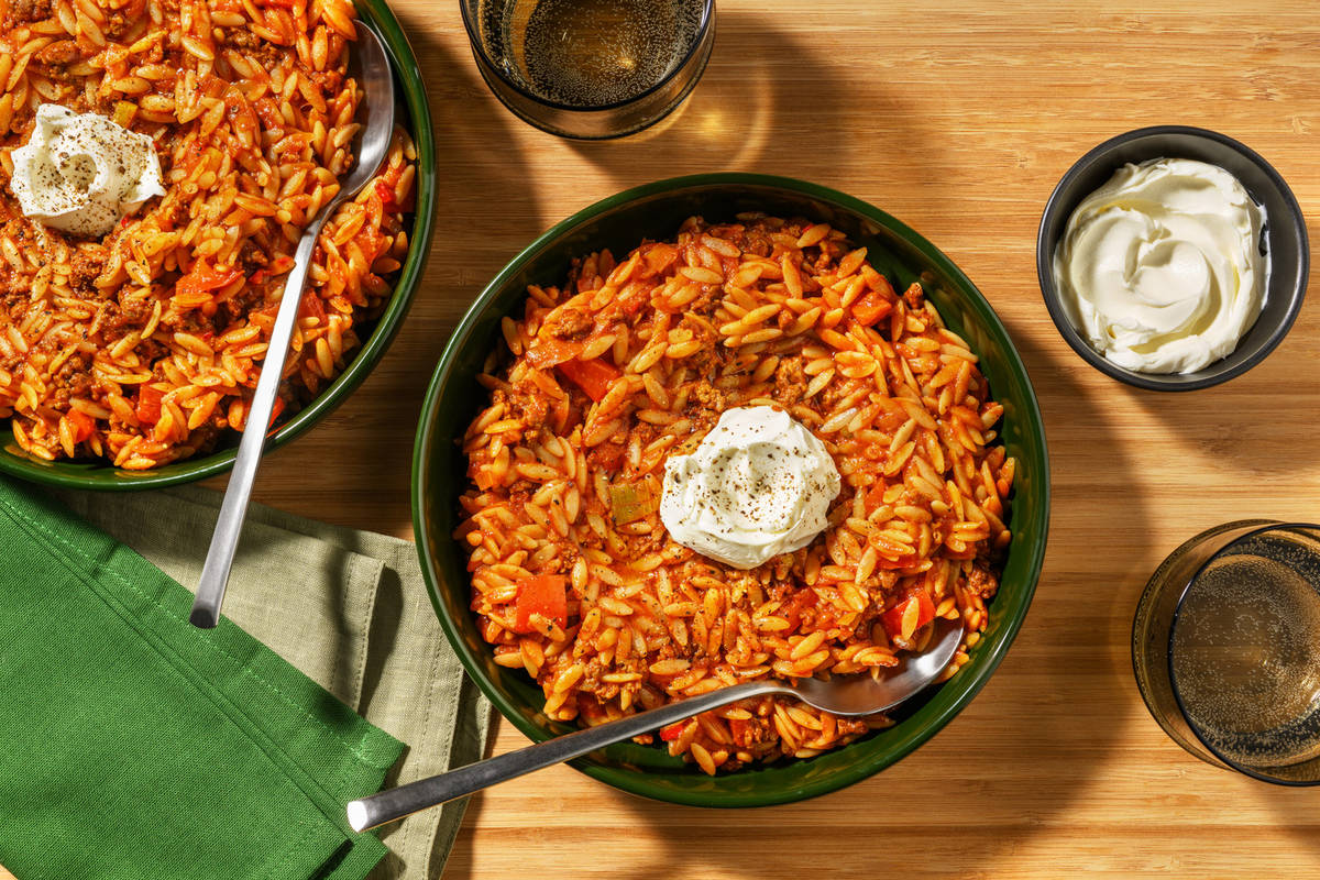 Beef Bolognese with Orzo