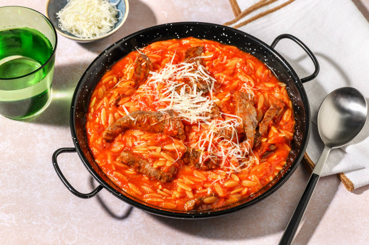 Giouvetsi Greek Double Beef Strips Stew