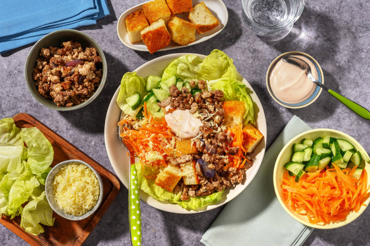 Cheesy Pork Burger Bowl