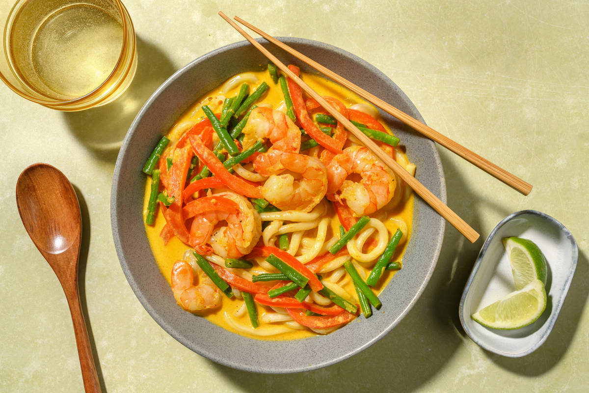 One Pot Double Prawn Udon Laksa Inspired Soup