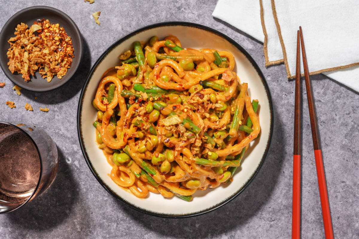 Udon Noodles in a Satay Sauce with Paneer