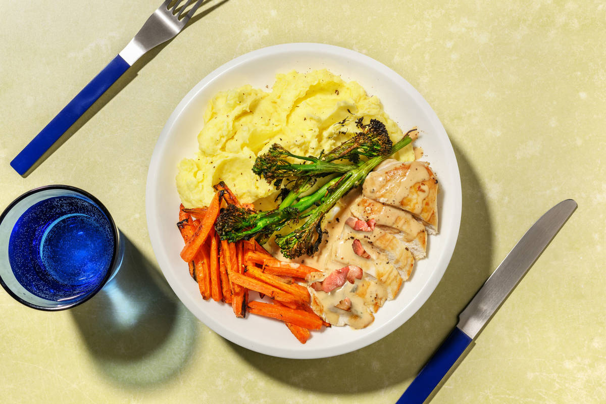 Chicken in Creamy Peppercorn and Bacon Sauce