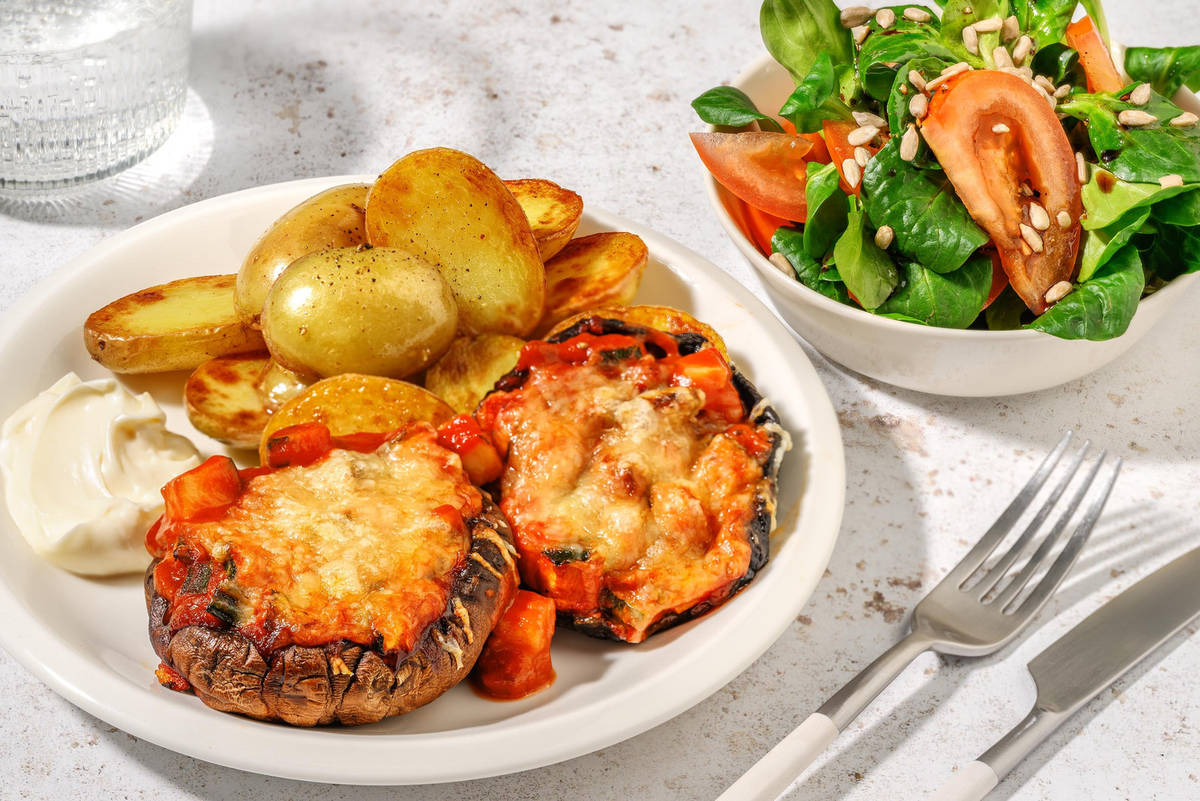 Pizza-portobello's met Grana Padano