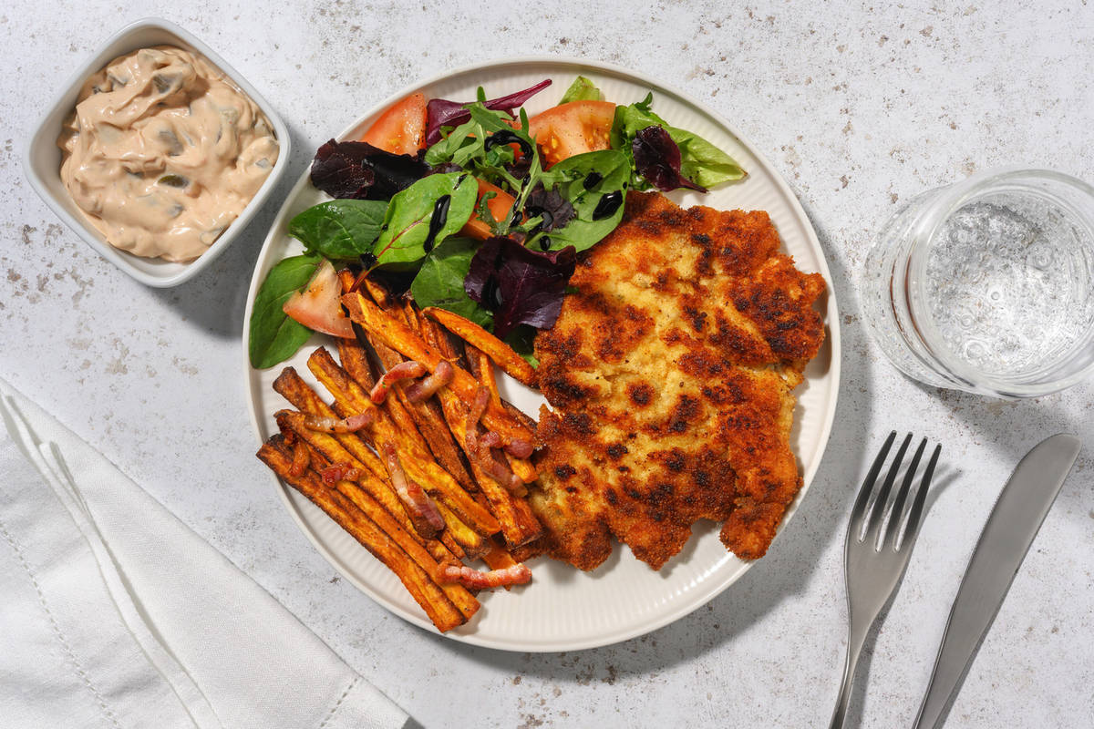 Crispy Chicken, Bacon and Sweet Potato Chips