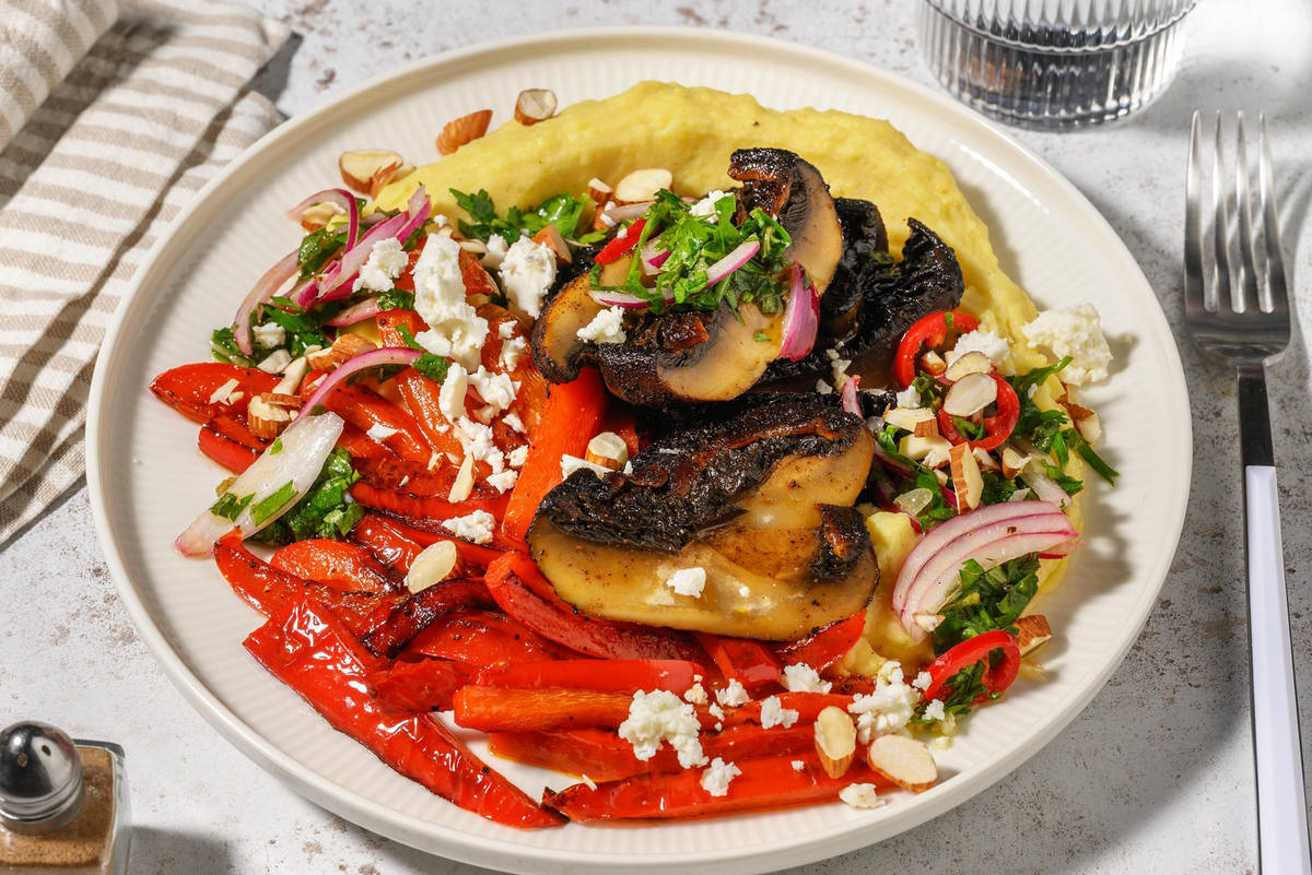 Portobello 'steaks' met chimichurri en witte kaas