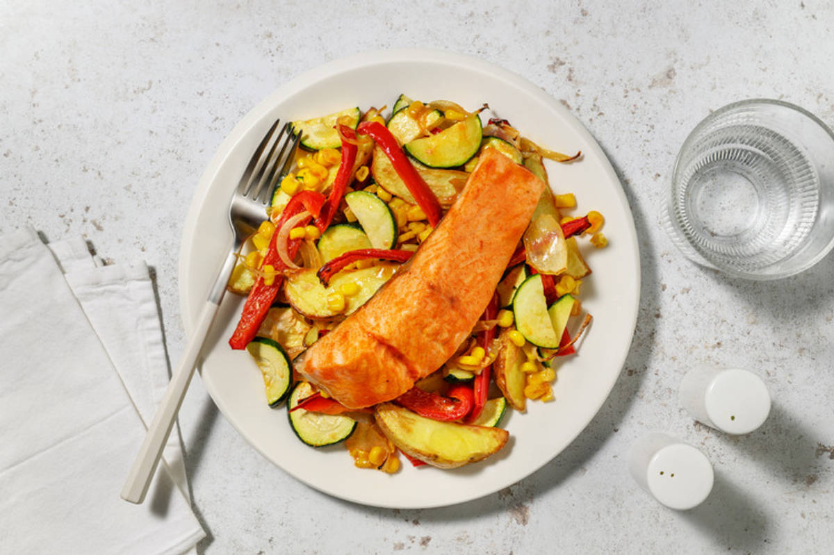 ¡Todo al horno! Extra de salmón noruego con pimentón y miel