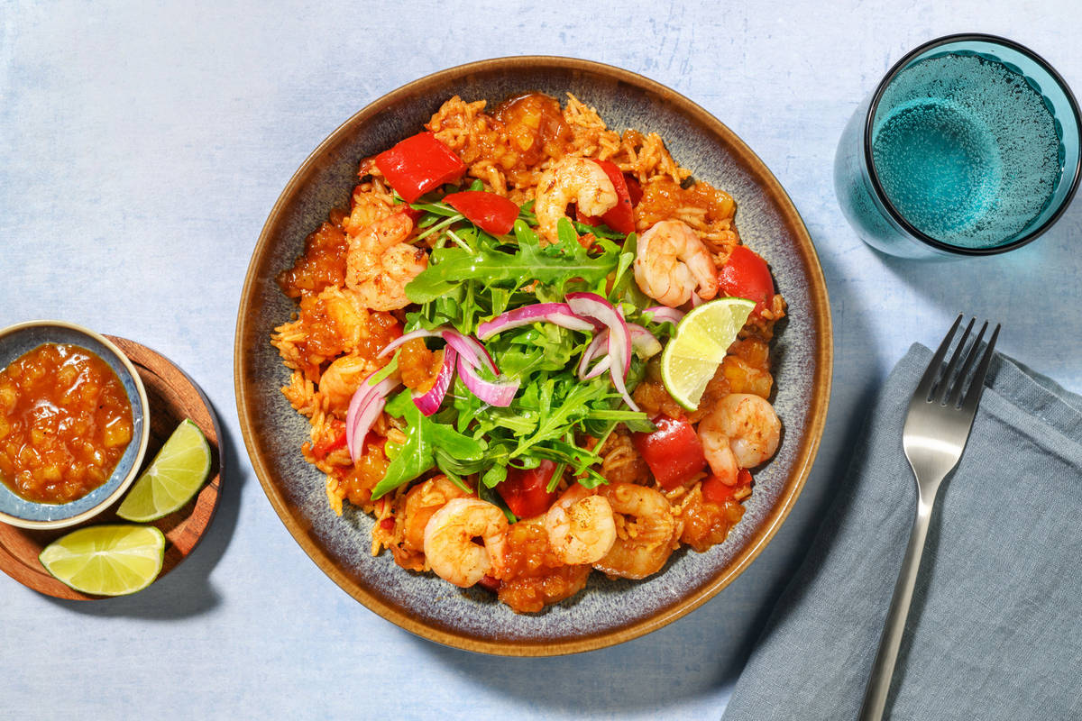 Caribbean Inspired Jerk Double Prawn Pilaf