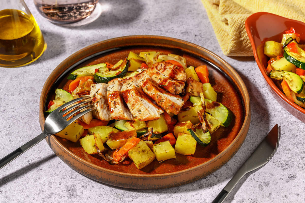 Extra de pollo asado marinado en miel y tomillo