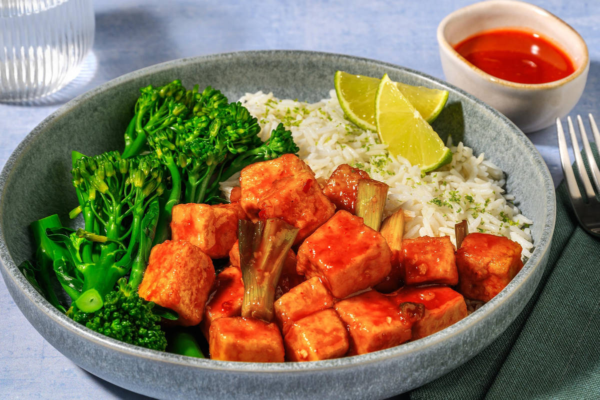 Spicy Sticky Tofu mit Bimi Brokkoli
