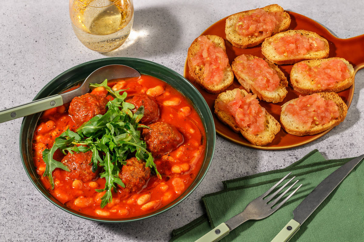 Turkey Meatballs in Cannellini Bean Stew