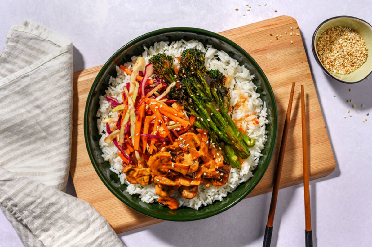 Creamy Gochujang Mushroom Bibimbap