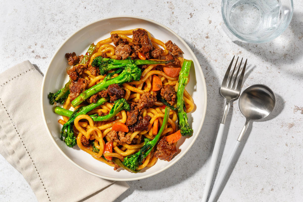 One Pan Hoisin Beef Udon