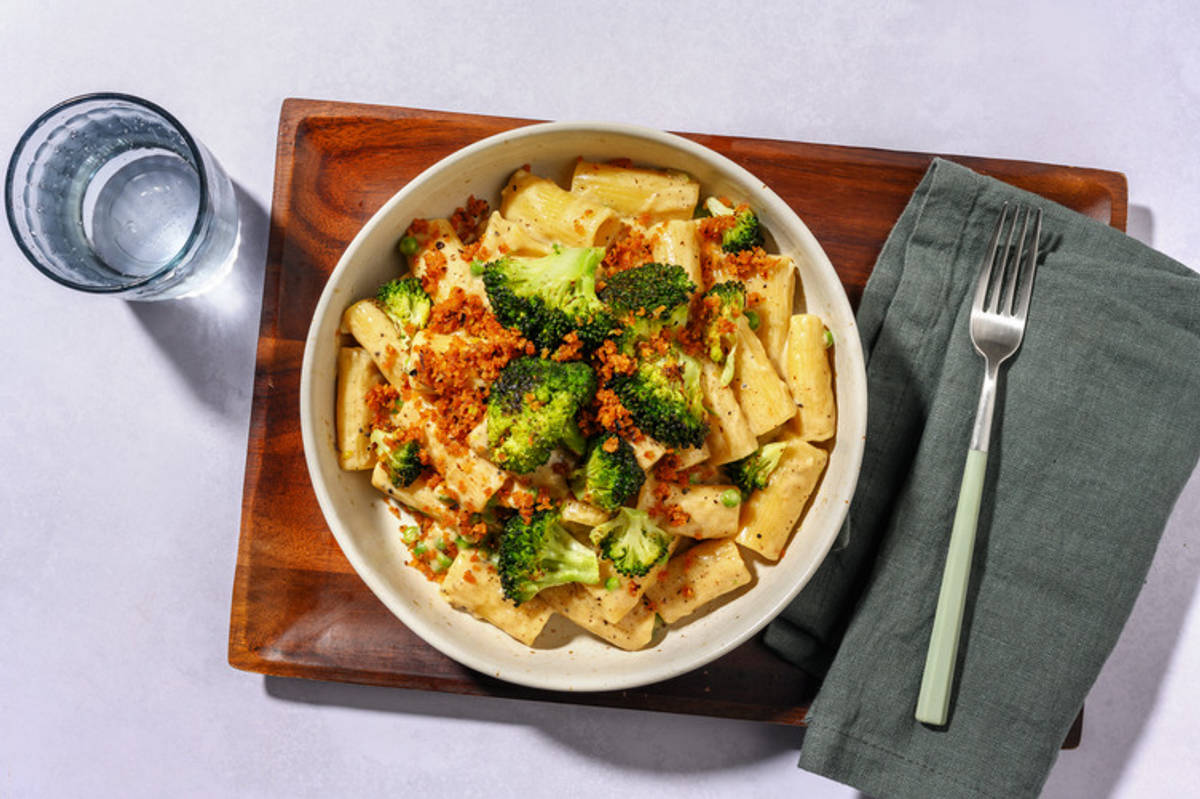 Creamy Lemon Rigatoni and Roasted Broccoli