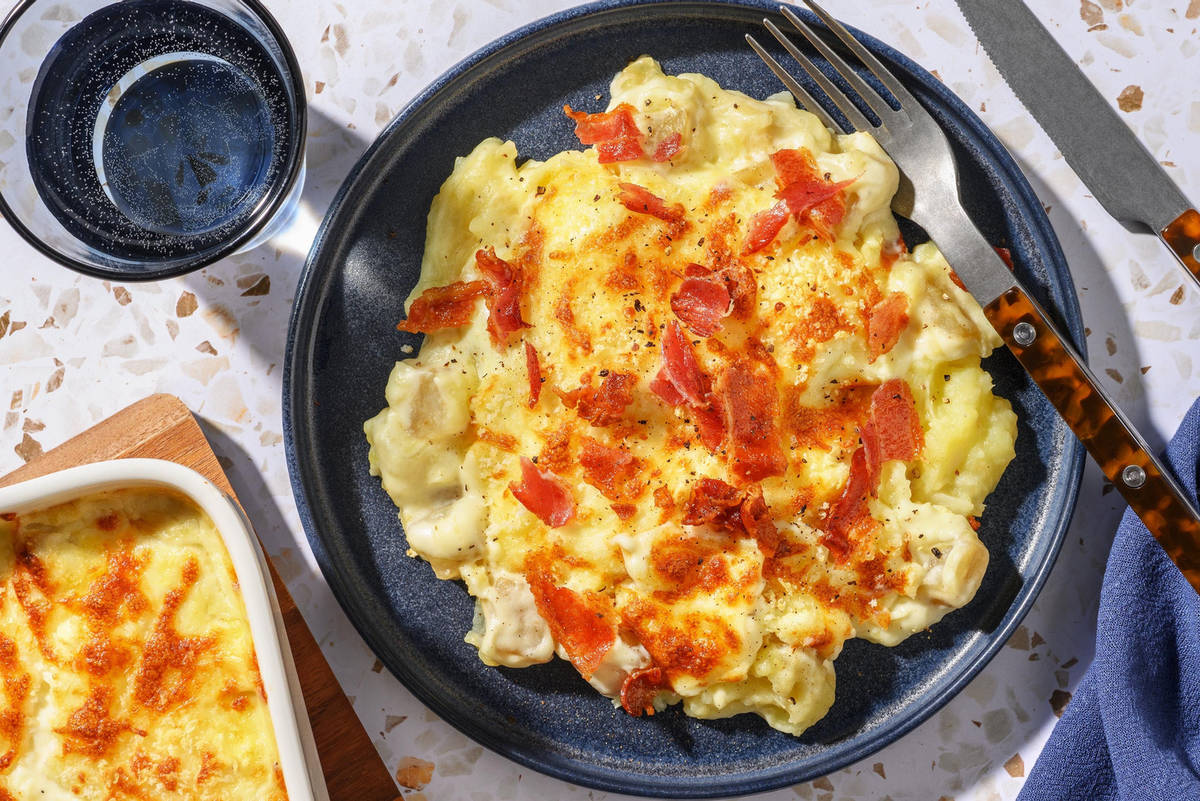 Gratin de chou-rave crémeux au lard