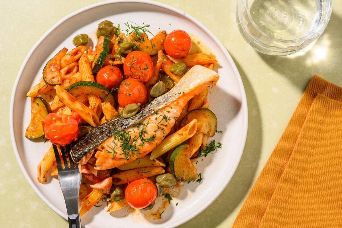 Zalm in citroen-botersaus met kappertjes