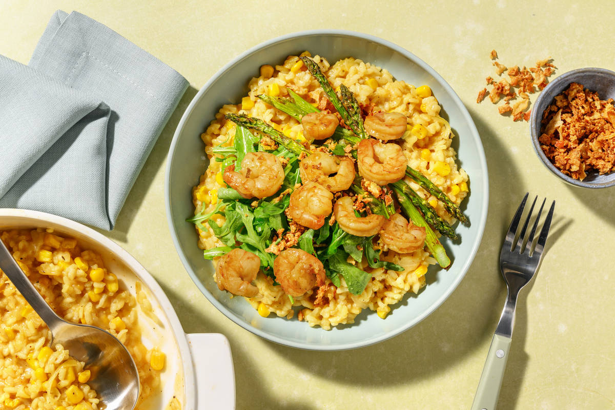 Cajun Prawn and Corn Oven-Baked Risotto