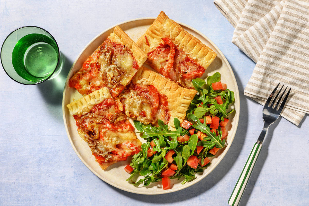 Caramelised Onion, Cheddar and Roasted Pepper Tart